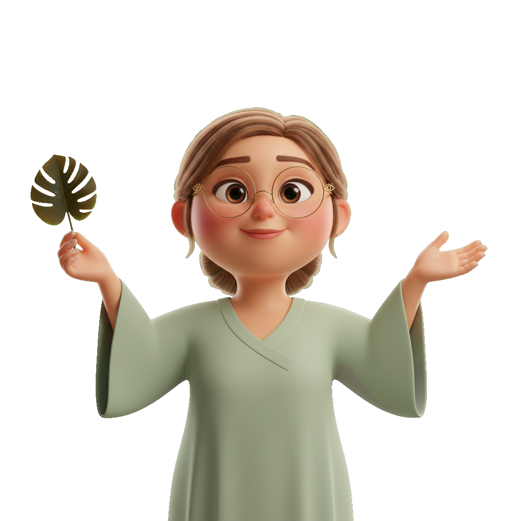 Sasha — concierge 3D de anteojos y bata sage, la account manager AI para spas y centros de bienestar creada por One Bad Eye Studio